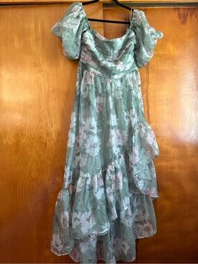 Abercrombie & Fitch Sage Green Floral Tiered Dress